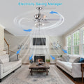 Crystal Ceiling Fan With Lights Fandelier Chandelier Reversible Blades 3 Wind Speeds Remote Control For Bedroom Living Dining Room Chrome 52 Inch Chrome American Design,American Traditional,Retro,Traditional,Vintage Crystal Iron