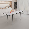 An Expandable Dining Table Set For 2 6 People, Equipped With A C Shaped Tubular Cushioned Armless Dining Chair And An Elegant And Spacious Dining Table Kitchen Table And Chair Set, With Metal Legs Grey White Mdf