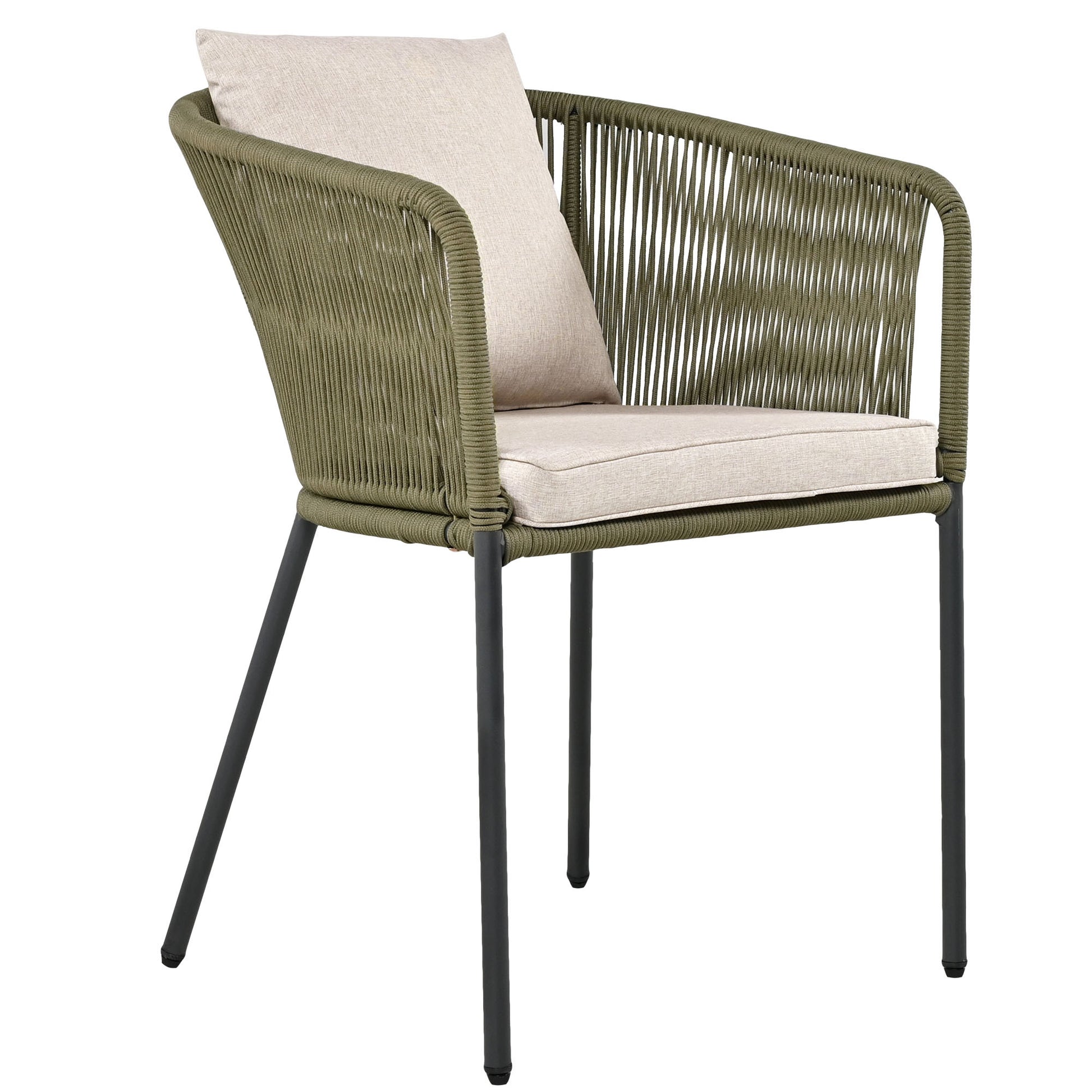 7 Pieces Patio Dining Set, All Weather Outdoor Furniture Set With Dining Table And Chairs, Acacia Wood Tabletop, Metal Frame, For For Garden, Backyard, Balcony, Green Yes Green Seats 6 Garden & Outdoor Complete Patio Sets Wood Wood Rope