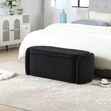Coolmore Storage Ottoman,Bedroom End Bench,Upholstered Fabric Storage Ottoman With Safety Hinge, Entryway Padded Footstool, Ottoman Bench For Living Room & Bedroom Black Black Primary Living Space Foam Corduroy