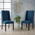 Dining Chair Set Of 2 Navy Blue Fabric