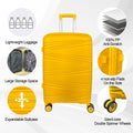 Hardside Luggage Sets 3 Pieces, Expandable Luggages Spinner Suitcase With Tsa Lock Lightweight Carry On Luggage 20Inch 24Inch 28Inch Antique Yellow Polypropylene