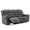 3 Seater Home Theater Recliner Manual Recliner Chair With Two Built In Cup Holders For Living Room,Bedroom, Grey Grey Foam Pu