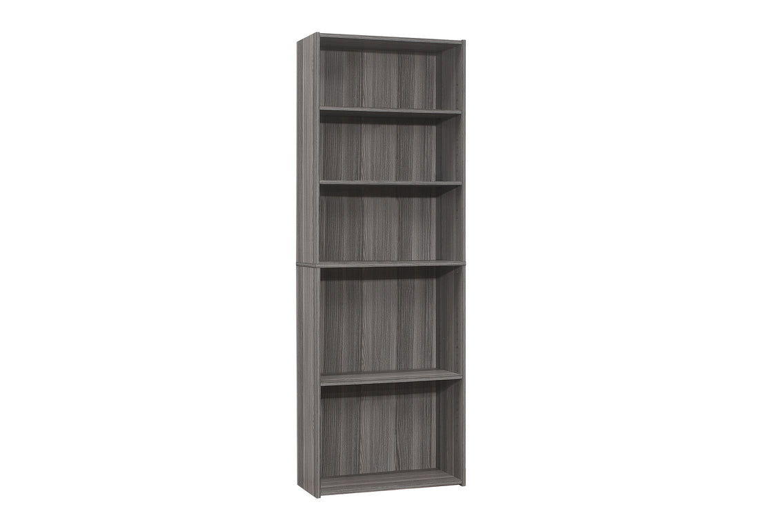 Bookshelf, Bookcase, 6 Tier, 72"H, Office, Bedroom, Grey Laminate, Transitional Grey Particle Board