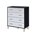 Black And Silver 4 Drawer Chest Black Gold Bedroom Wood Metal