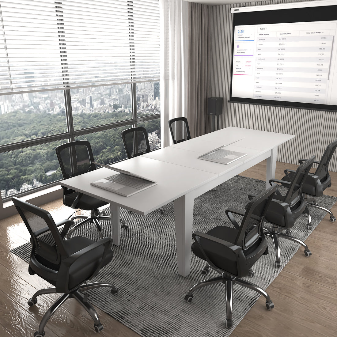 Dining Table106.3 In Large Extendable Kitchen Table White Mdf