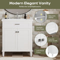 30 Inch Bathroom Vanity With Ceramic Basin, Soft Close Door And Adjustable Shelves White Bathroom Solid Wood Mdf