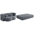 Modern Floor Sofa With 2 Pillows,Convertible Teddy Fabric Foam Filled Sleeper Sofa Bed,15