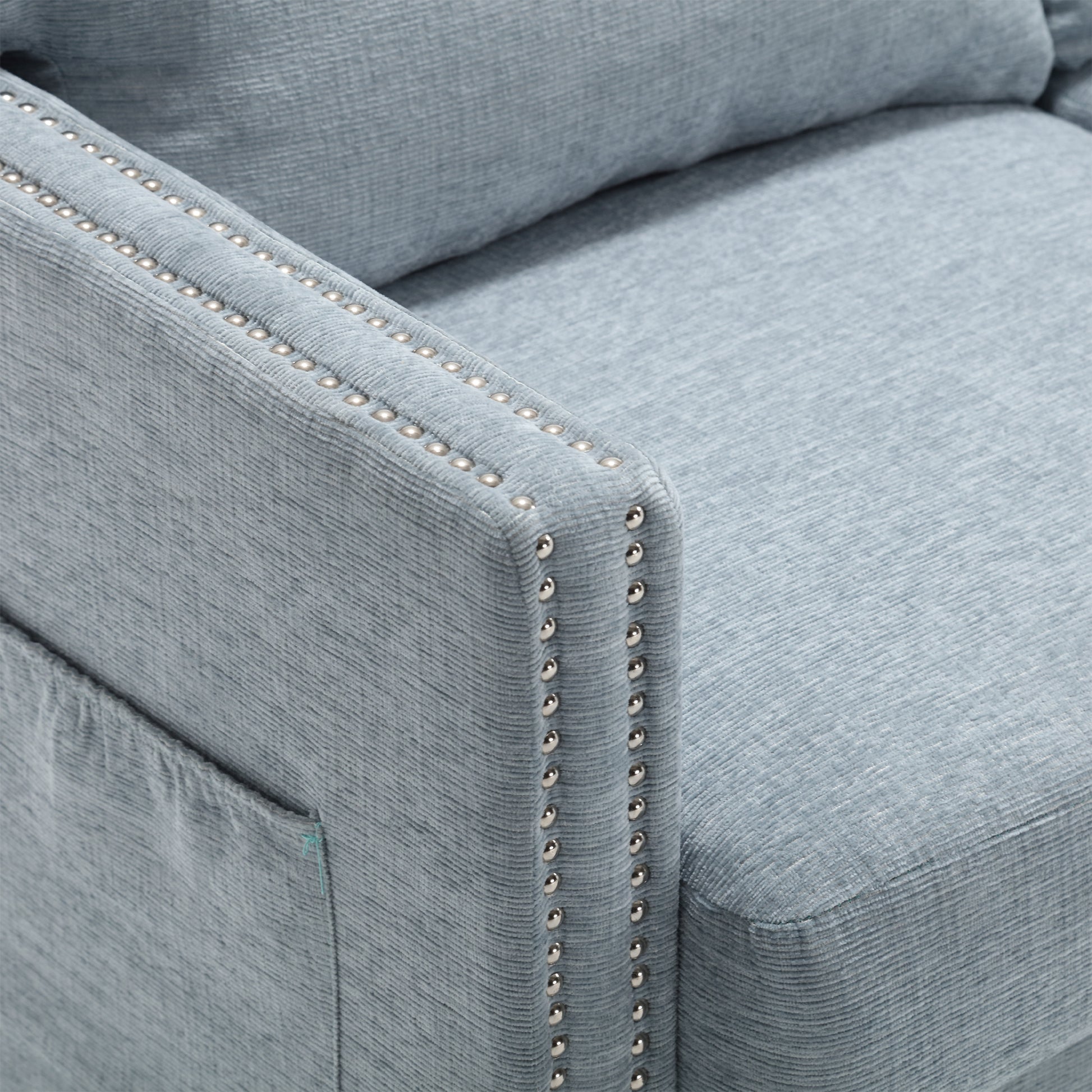 United Modern Chenille Fabric Loveseat, 2 Seat Upholstered Loveseat Sofa Modern Couch Teal Blue Chenille 2 Seat