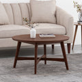 Round Coffee Table With X Cross Base Walnut Primary Living Space Chinese,Classic,Contemporary Coffee & End Tables Round Solid Wood Mdf