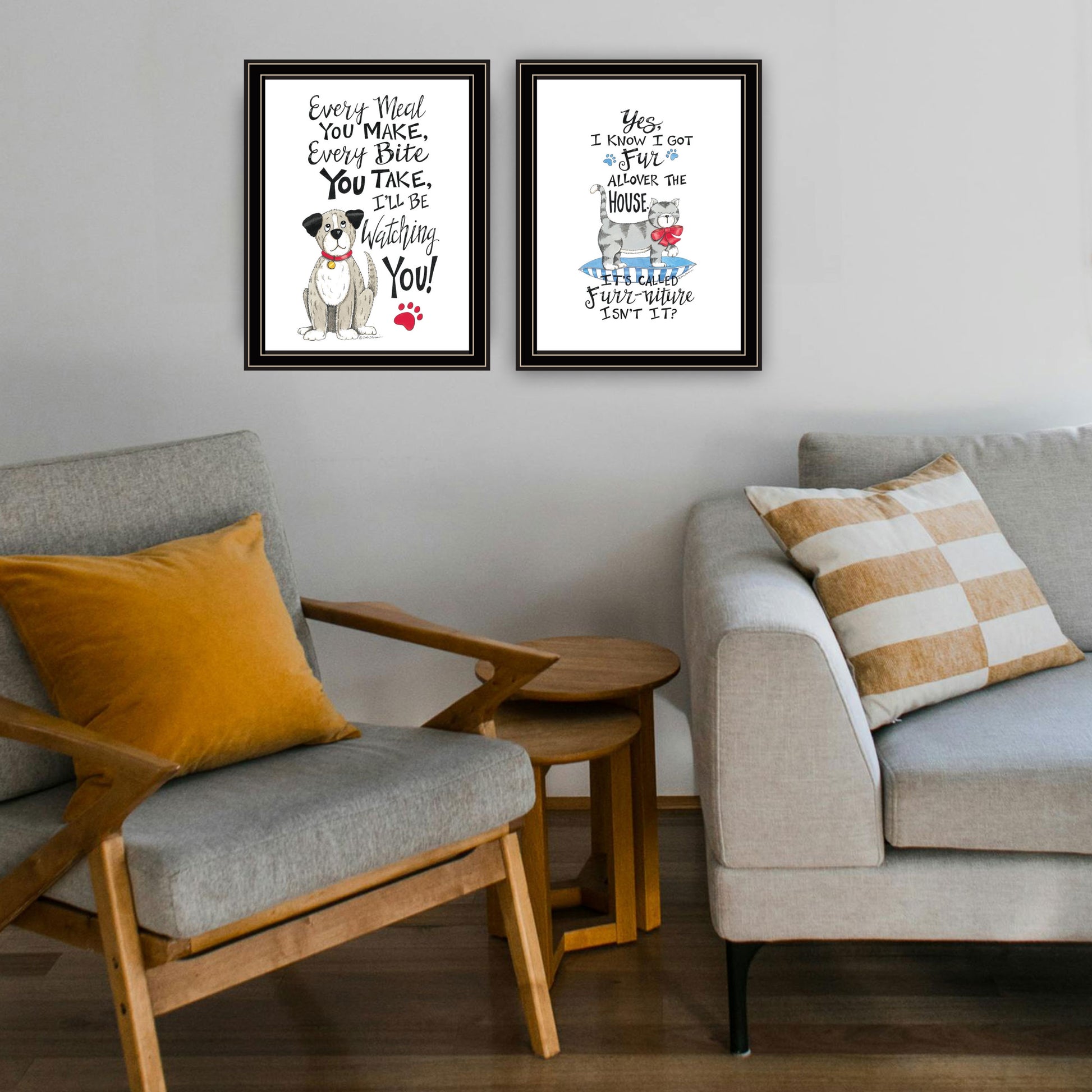 2 Piece Vignette It'S Called Furr Niture Isn'T It Black Framed Wall Art For Living Room, Bedroom Wall Art Print For Home Decor By Deb Strain Multicolor Wood Paper