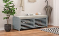 Distressed Shutter Storage Bench With Acacia Veneer For Retro Charm For Living Room, Entryway Grey Grey Mdf