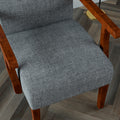 Fabric Accent Arm Chair Set Of 2 With Round Wood Table Grey Fabric