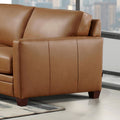 Naples Leather Sofa Cognac Down Filling Genuine Leather 3 Seat