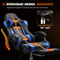 Video Game Desk Chair Ergonomic Computer With Footrest And Comfy Lumbar Support, Pu Leather Recliner With Headrest, Fixed Up Armrest, Height Adjustable With 360 Swivel, For Adults, Blue Black Blue Faux Leather