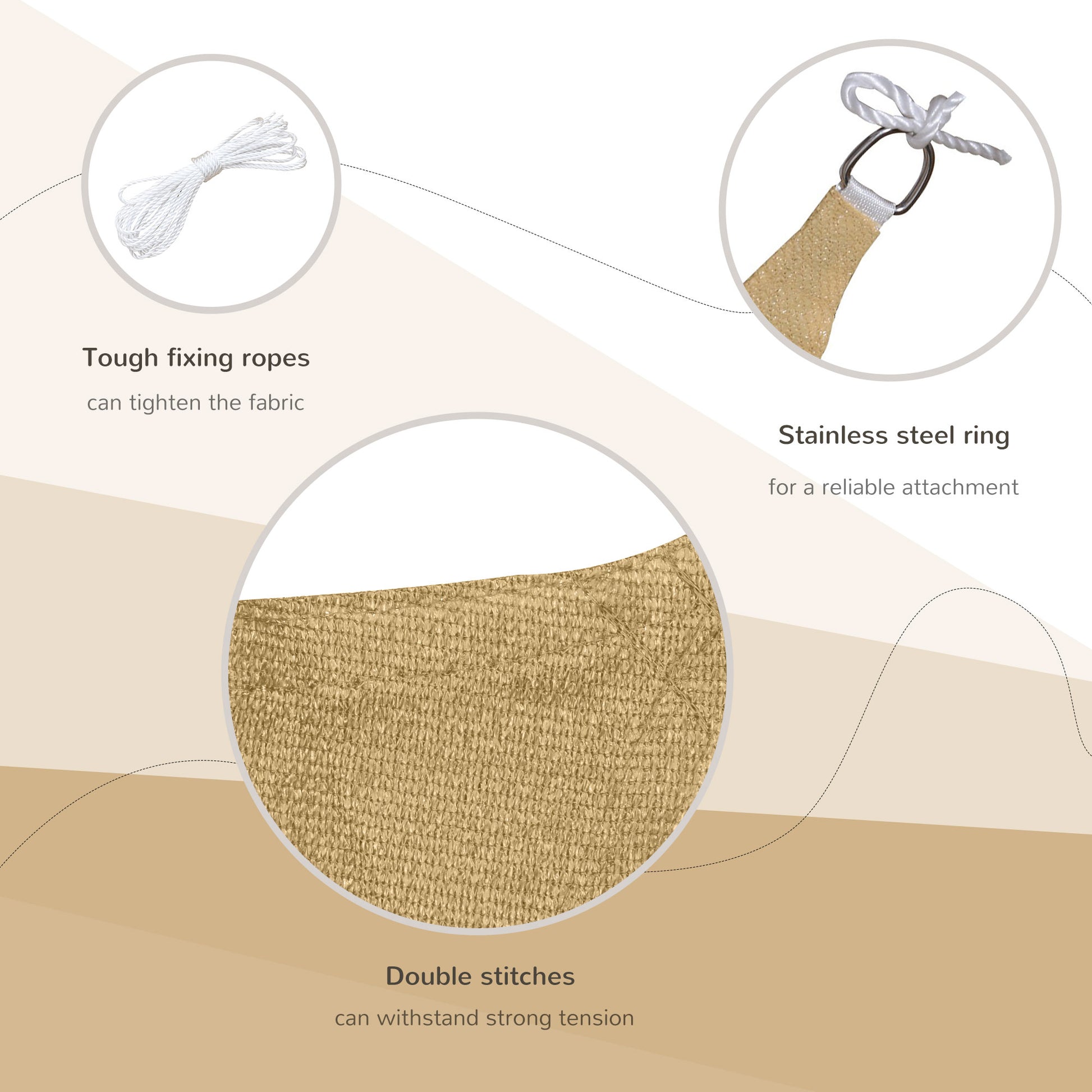 Outsunny 13' X 20' Rectangle Sun Shade Sail Canopy Outdoor Shade Sail Cloth For Patio Deck Yard With D Rings And Rope Included Sand Sand Hdpe