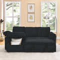 Corduroy Tufted Upholstered Sleeper Sectional Sofa, L Shaped Modular Convertible Sofa With Reversible Storage Chaise, Pull Out Sleep Couch Bed And Reclining Backrest Perfect For Living Space, Black Full Black Corduroy