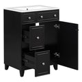 24 Inch Bathroom Vanity Cabinet With Ceramic Sink, 2 Drawers, 1 Door Black Bathroom Solid Wood Mdf