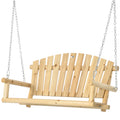 Outsunny 2 Seater Porch Swing, Hanging Outdoor Swing Bench With Metal Chains For Deck, Patio, Garden, Backyard Natural Wood Wood