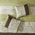 Embroidered 7 Piece Comforter Set Green King King Green Polyester
