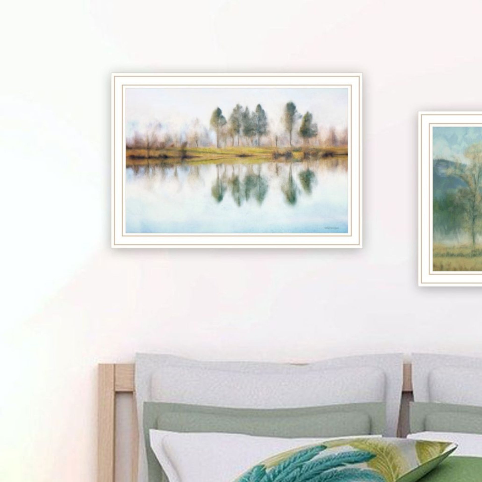 "Peaceful Lake Reflection" Framed Wall Art For Living Room, Wall Art Print For Home Decor, Bedroom Wall Art By Bluebird Barn Multicolor Wood Paper