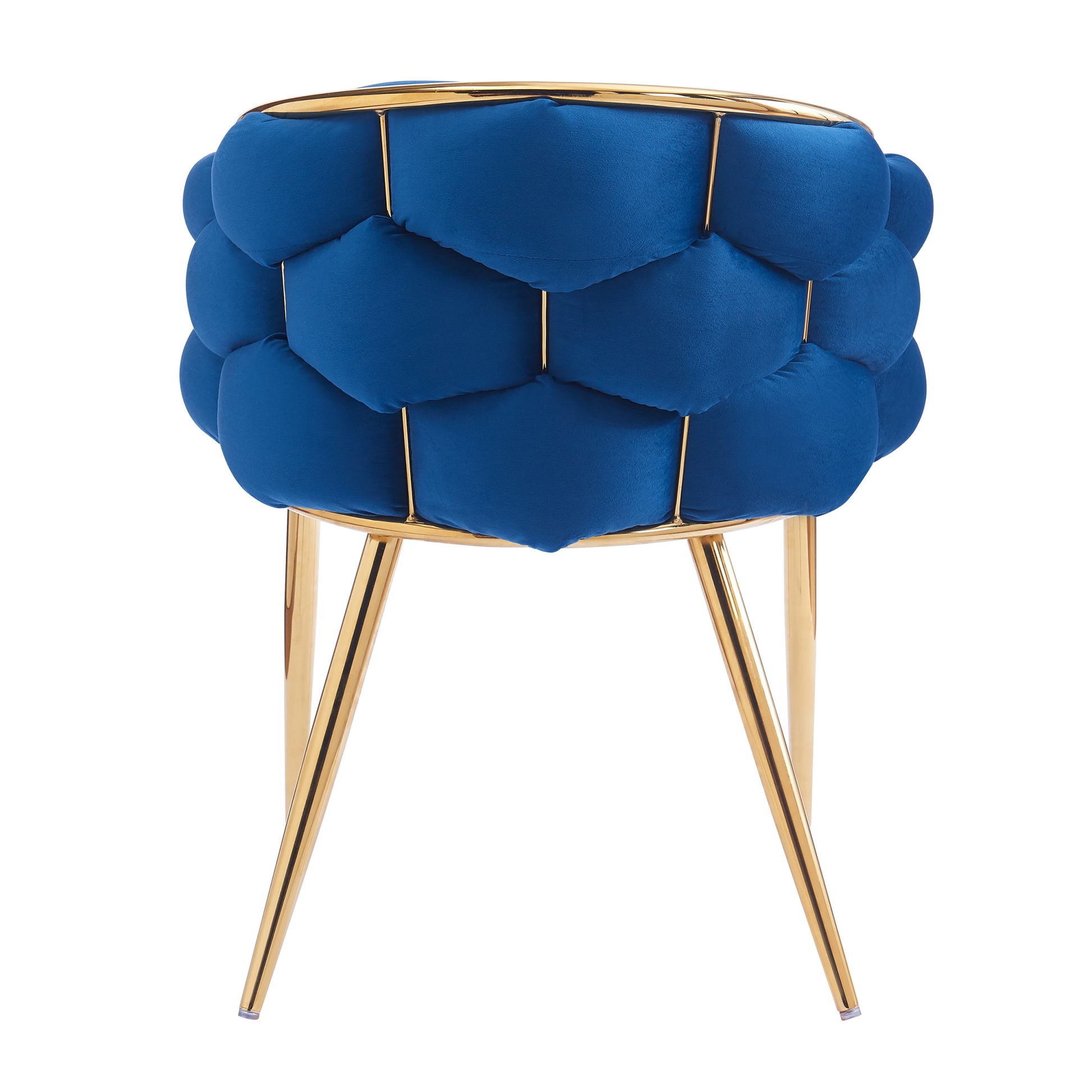 Luxury Handmade Accent Chair With Gold Legs, Modern Velvet Armchair For Living Room And Bedroom Blue Foam Velvet