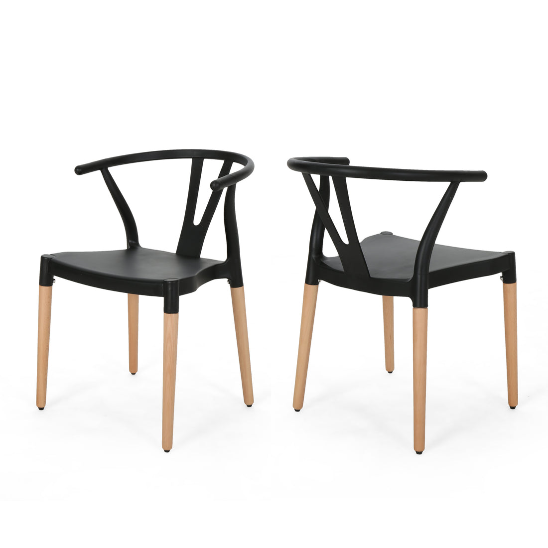 Plastic Dining Chair Set Of 2 Black Polypropylene