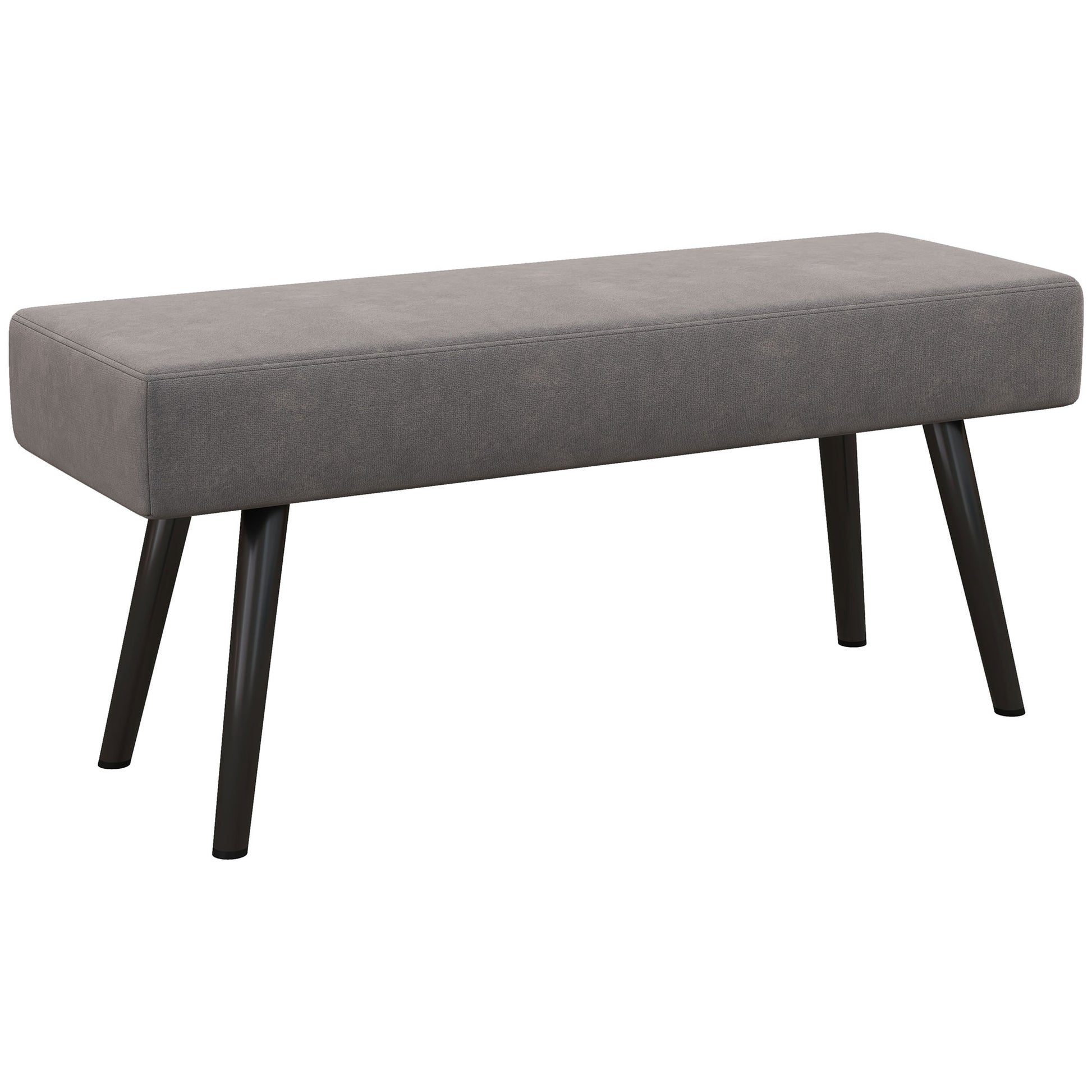 Homcom 39" End Of Bed Bench, Velvet Upholstered Entryway Bench With Steel Legs, Bedroom Bench For Living Room, Dining Room, Hallway, Gray Gray Polyester