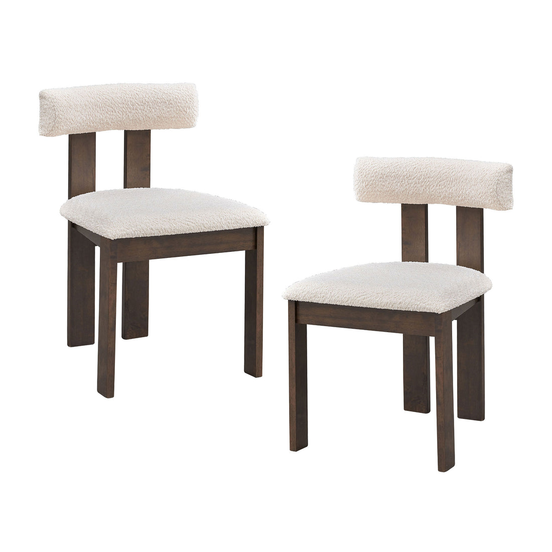 Wooden Dining Chairs Set Of 2, Modern Boucle Upholstered Kitchen Side Chairs,Mid Century Modern Kitchen Chairs With Open Back Farmhouse Wooden Side Chairs For Dining Room,Living Room,Restaurant