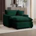 Comfortable Single Chair Deep Seat Sofa With Footstool With One Pillow, Suitable For Living Room And Bedroom, Club Multiple Occasions, Green Corduroy Fabric Green Corduroy 1 Seat