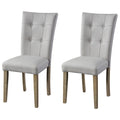 Grey And Oak Tufted Back Side Chairs Set Of 2 Solid Grey Brown Dining Room Foam Rectangular Transitional Side Chair Tufted Back Set Of 2 Faux Leather