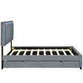 Full Size Velvet Storage Platform Bed, With 2 Big Drawers, T Size Trundle And Led Light, Gray Gray Velvet