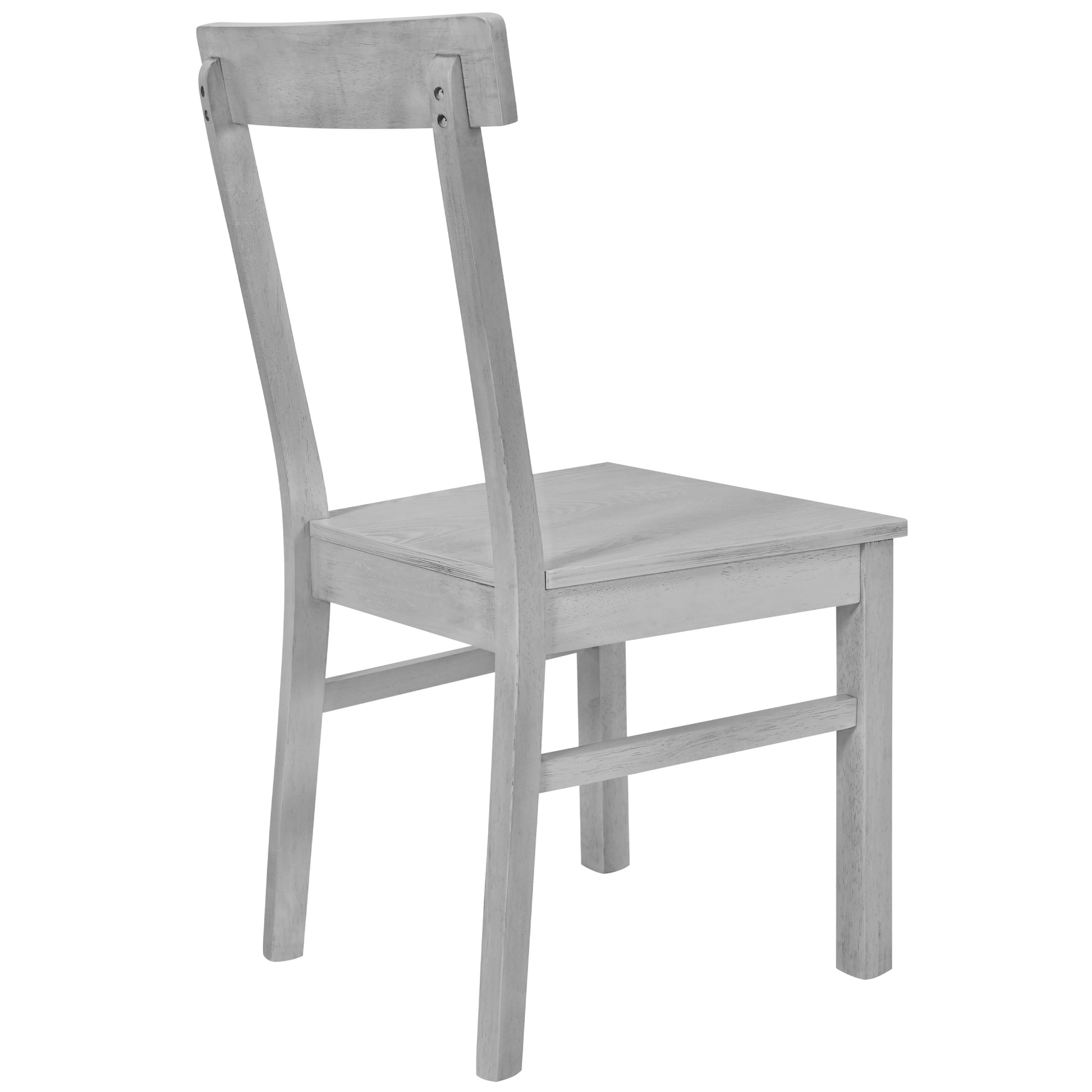 5 Piece Rustic Round Pedestal Extendable Dining Table Set With 15.7" Removable Leaf And Simple Dining Chirs For Small Places, Gray Gray Wood Dining Room Extendable Rubberwood Oval Dining Table With Chair Wood Wood Gray Seats 4 Removable Leaf Farmhouse