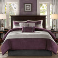 7 Pc Pieced Faux Suede Comforter Set Purple Cal King California King Purple Polyester
