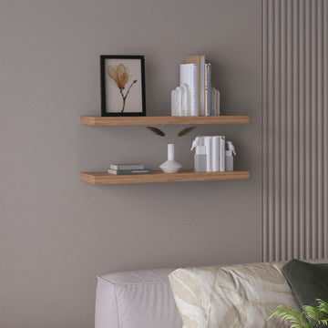 Ecco 31.5" Wide Floating Shelves Set Of 2, Shelves For Wall Decor For Bedroom, Bathroom Storage Shelves, Book Shelves For Living Room 2 Or Less Light Brown Horizontal Primary Living Space Open Back