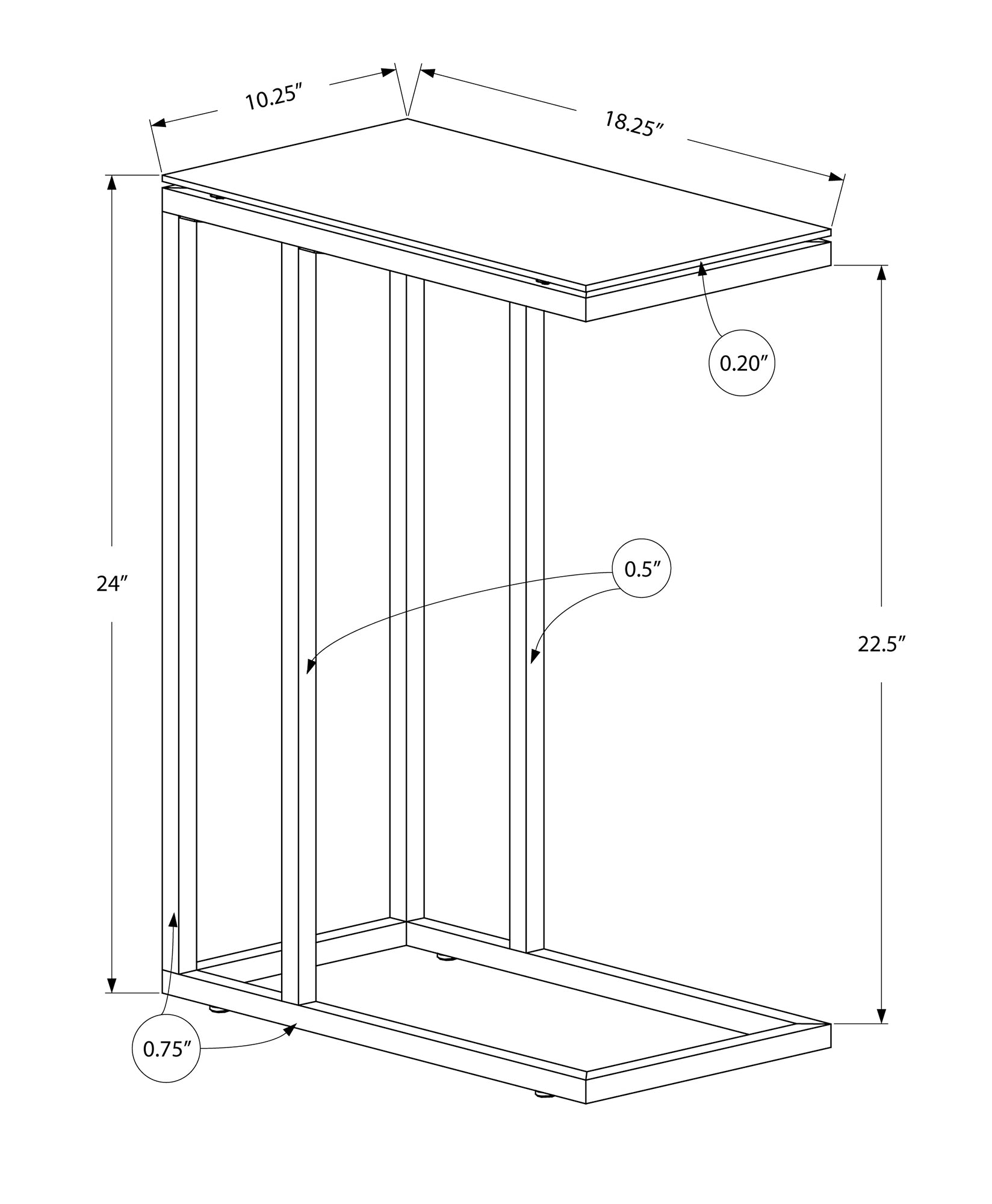 Accent Table, C Shaped, End, Side, Snack, Living Room, Bedroom, Tempered Glass, White Metal, Contemporary, Modern White Metal