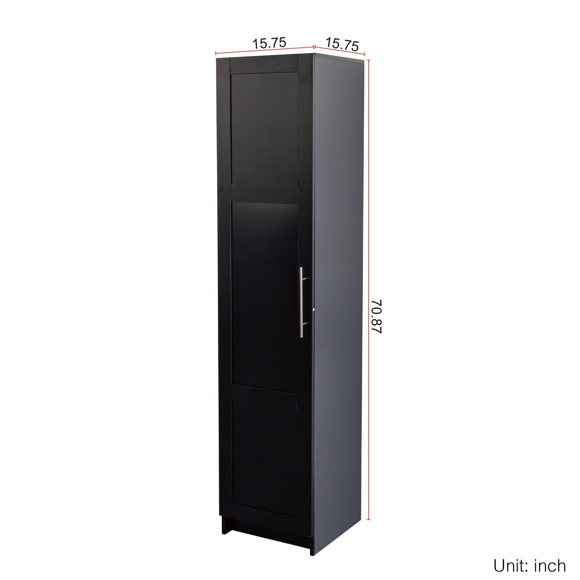 Stackable Wall Mounted Storage Cabinet, 15.75" D X 15.75" W X 70.87" H,Black Black Mdf