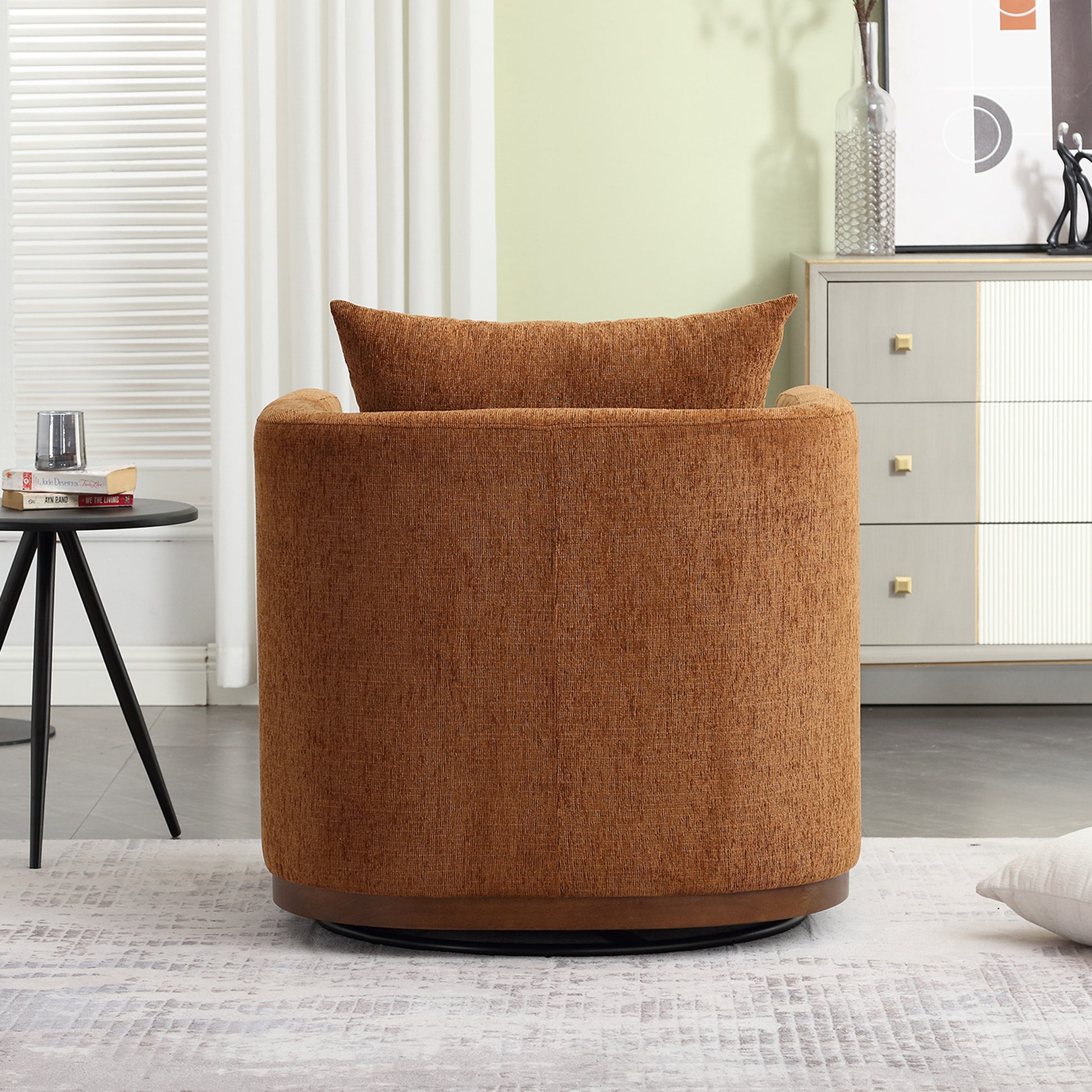 Coolmore Swivel Barrel Chair, Comfy Round Accent Sofa Chair For Living Room, 360 Degree Swivel Barrel Club Chair, Leisure Arm Chair For Nursery, Hotel, Bedroom, Office, Lounge Brown Chenille Brown Primary Living Space Foam Chenille
