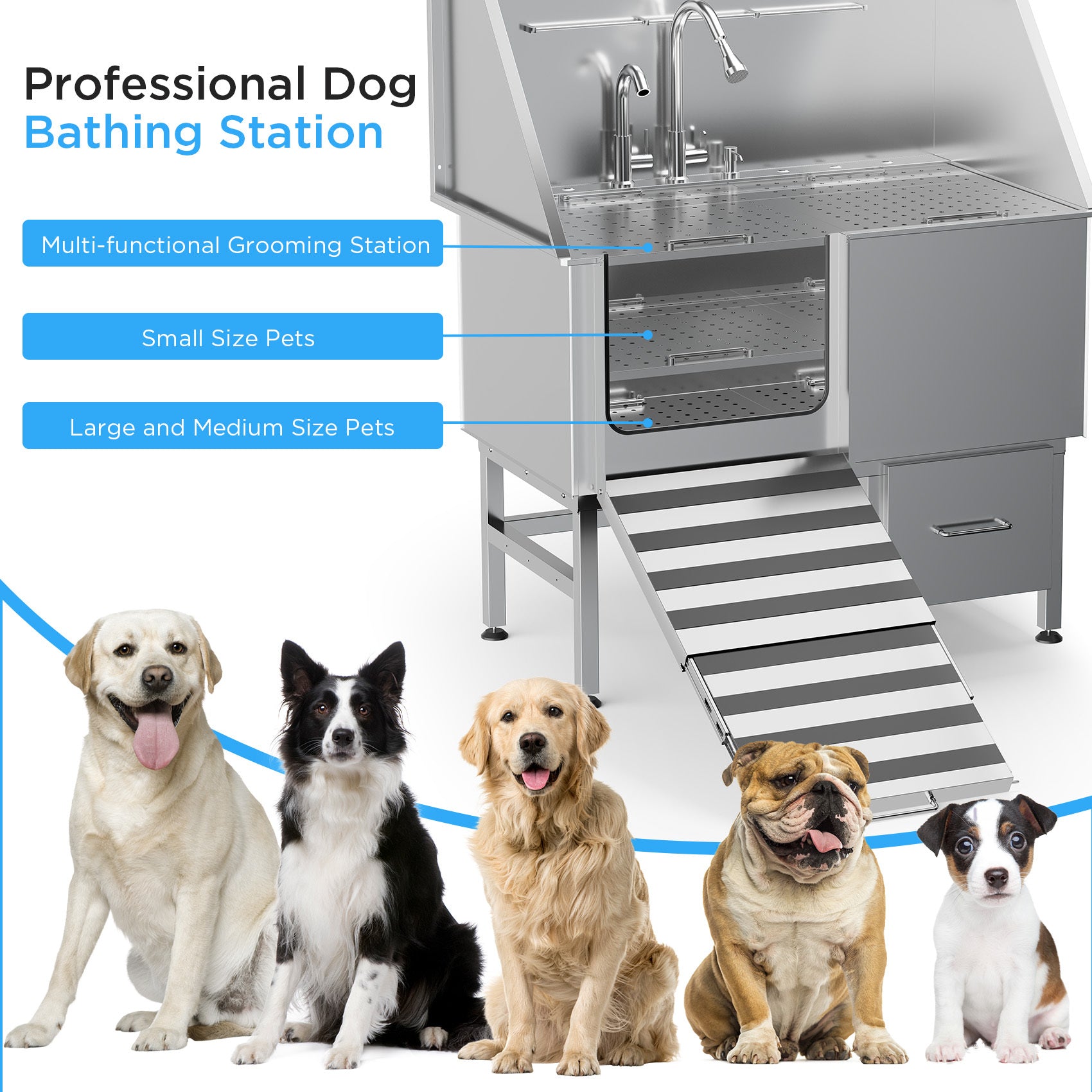 Professional Stainless Steel Dog Bathing Station