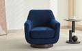 U Shaped Fully Assembled Swivel Chair Velvet Accent Chair Armchair Round Barrel Chair For Living Room Bedroom, Navy Blue Navy Blue Velvet