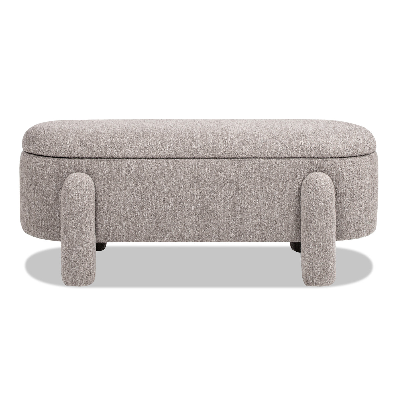 Hugo 49" Oval Fully Upholstered Storage Bench, Boucle Brown Foam Boucle