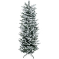 Homcom 6Ft Tall Flocked Artificial Christmas Tree Holiday D Cor With 477 Snow Branches, Auto Open, Steel Base, Green Green Plastic