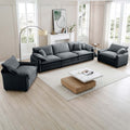Warm And Cozy Sofa Set With Soft Cushions And Pillows, Home Theater Style Sofa Set Consisting Of A 3 Seater Sofa And Two Single Sofas Ingrey Corduroy Fabric Grey Corduroy 5 Seat