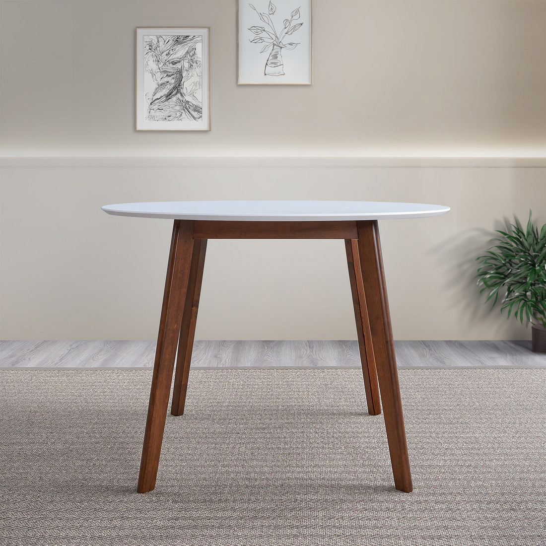 Carlton White Top Dining Table Brown,White Seats 4 Brown Dining Room Rubberwood Oval Mdf,Solid Wood