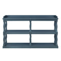 Console Table With 3 Tier Open Storage Spaces And Roman Column Effect Support Legs,Narrow Sofa Entry Table For Living Room, Entryway And Hallway Navy Blue Navy Blue Primary Living Space Floor Mount Open Storage Console Tables Glossy Mdf Mdf