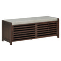 Distressed Shutter Storage Bench With Acacia Veneer For Retro Charm For Living Room, Entryway Espresso Espresso Mdf