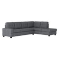 Modern Living Room 3 Piece Sectional Reversible Sofa Chaise Storage Ottoman Tufted Detail Dark Gray Microfiber Upholstered Drop Down Cup Holder Solid Wood Frame Furniture Dark Gray Microfiber Wood Primary Living Space Modern L Shaped Solid Wood 4 Seat