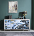 Liam Console Cabinet, Blue Marble Paint & Chrome Finish Ac02345 Blue Multi Metal