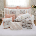 9 Piece Cotton Percale Comforter Set Blush Queen Queen Blush Polyester