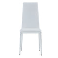 Grid Armless High Backrest Dining Chair, 6 Piece Set Of White Chairs And Plated Silver Legs, Office Chair. Suitable For Restaurants, Living Rooms, Kitchens, And Offices. 0924 White Foam Pu